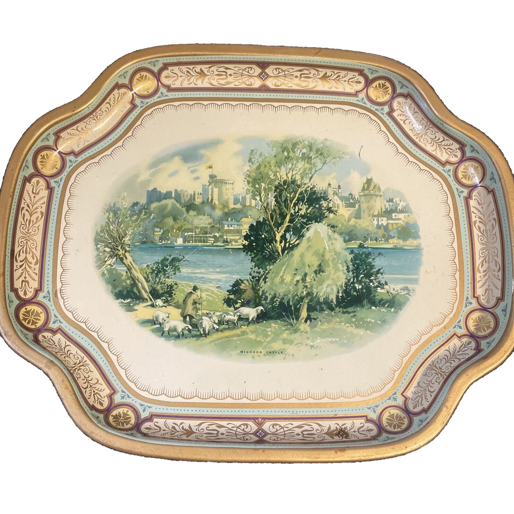 Vintage Baret Ware Windsor Castle Metal Tin Tray Made in England 12x15